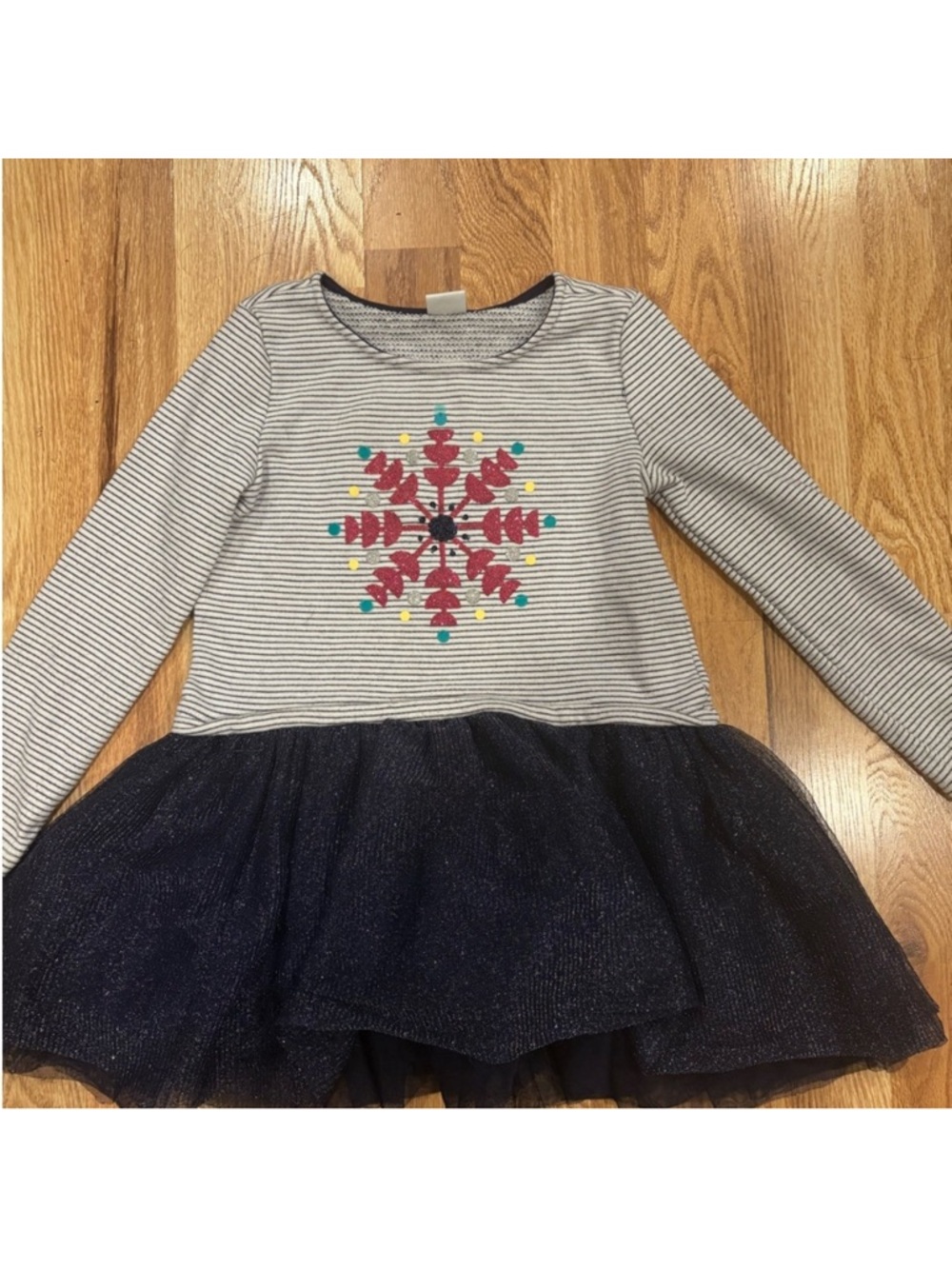 Gymboree Navy and White Striped snowflake winter tulle dress  tutu skirt